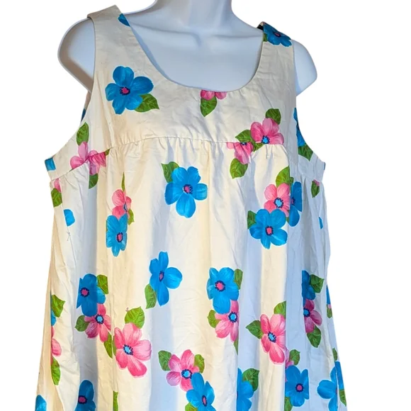 David Brown California Empire Midi Dress L Vintage Floral Beach Summer Wedding - Picture 4 of 7